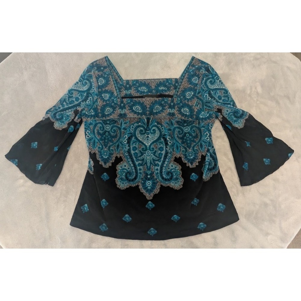 INC International Concepts Woman OX Black and B Lace Print